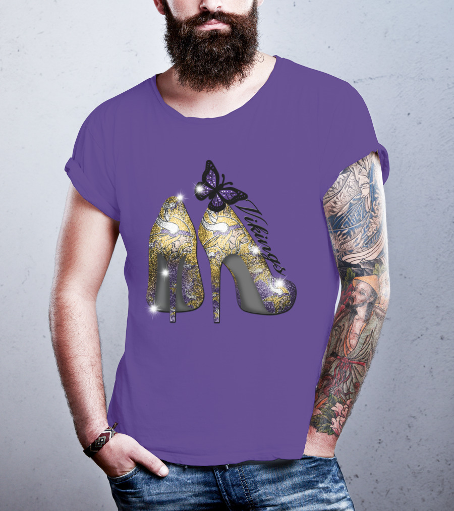 Minnesota Vikings High Heels Butterfly Sparkle T-Shirt