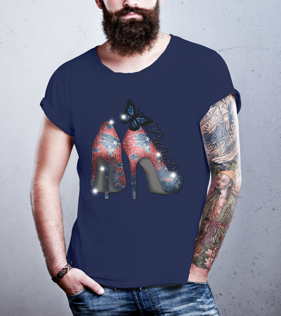 Patriots High Heels Design With Butterfly T-Shirt