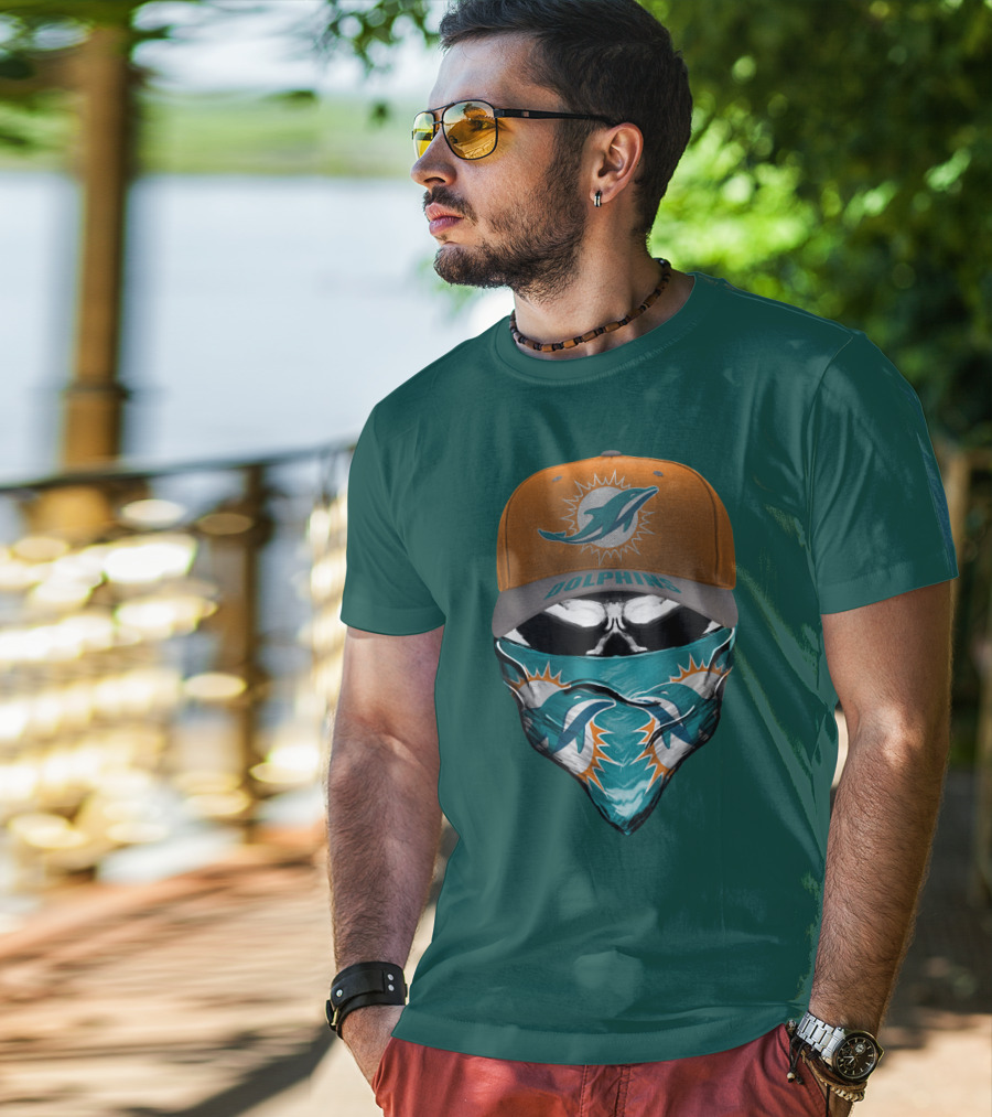 Dolphins Miami Dolphins Logo Mask And Cap T-Shirt