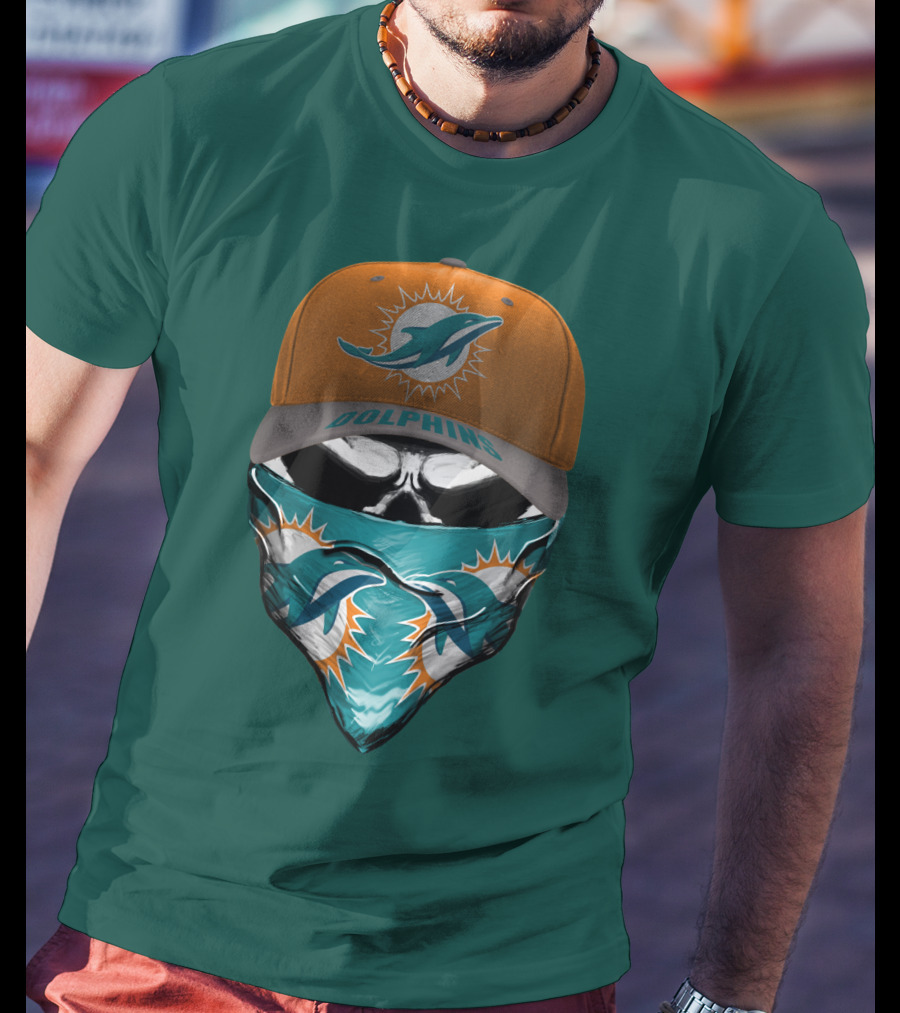 Dolphins Miami Dolphins Logo Mask And Cap T-Shirt