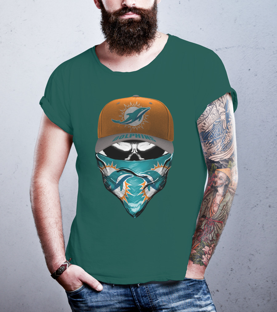 Dolphins Miami Dolphins Logo Mask And Cap T-Shirt