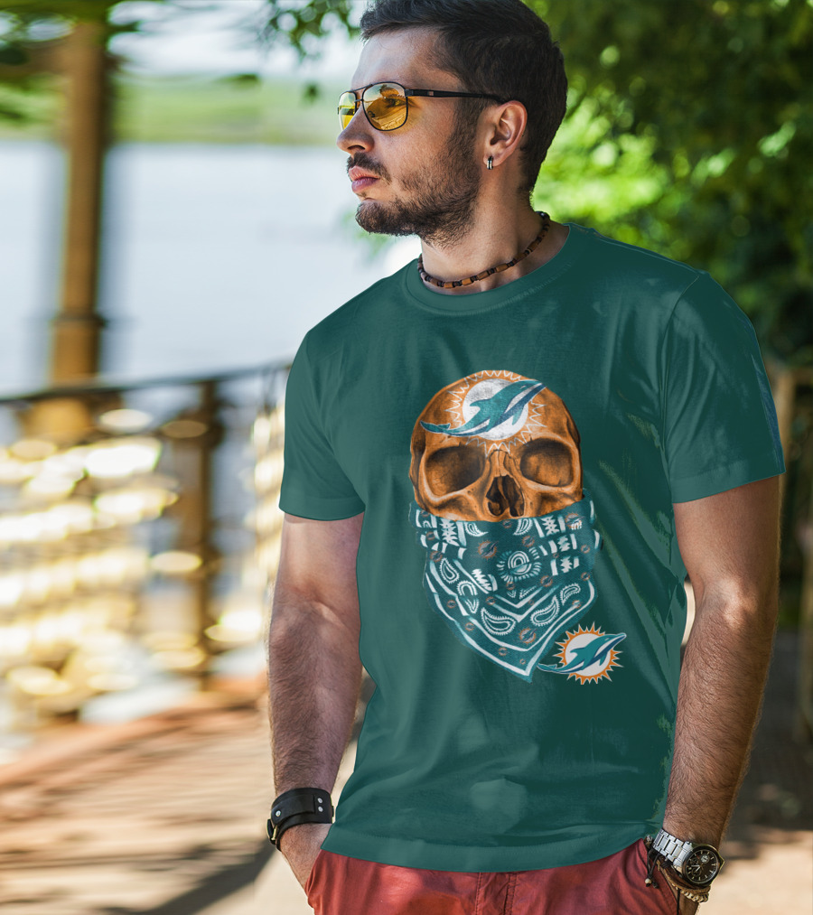 Miami Dolphins Skull Bandana T-Shirt