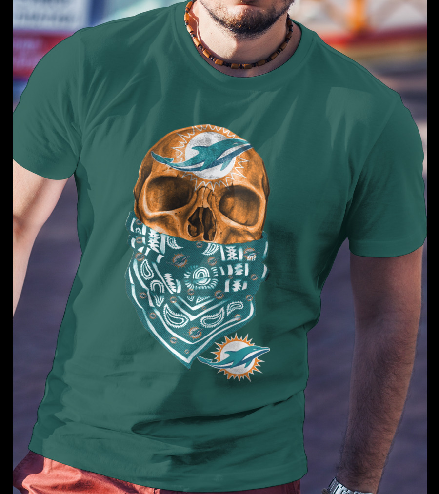 Miami Dolphins Skull Bandana T-Shirt