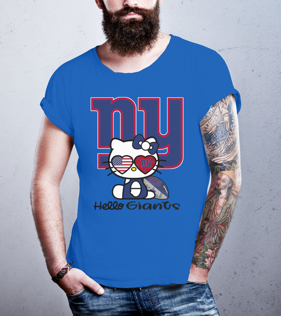 Hello Giants Ny Football Kitty With Heart Sunglasses T-Shirt