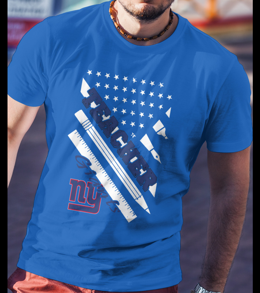 New York Giants Teacher Stars And Stripes Ruler Pen T-Shirt