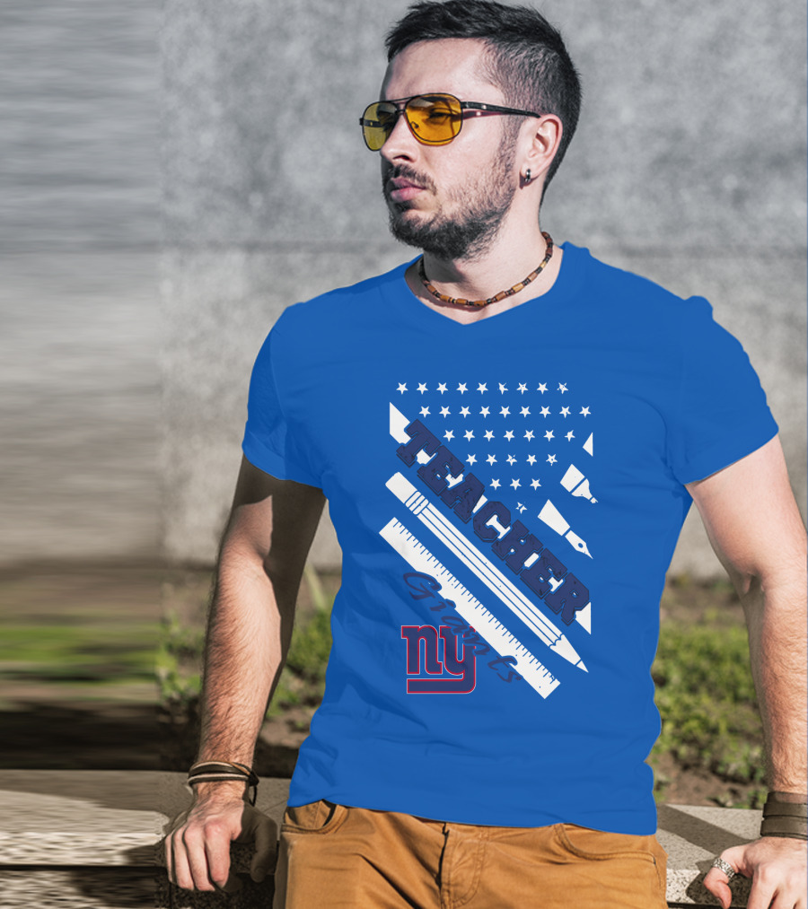 New York Giants Teacher Stars And Stripes Ruler Pen T-Shirt