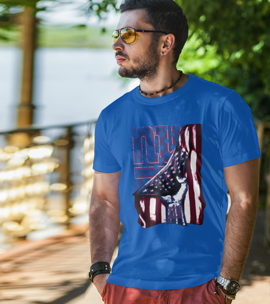 New York Giants American Flag Fist T-Shirt