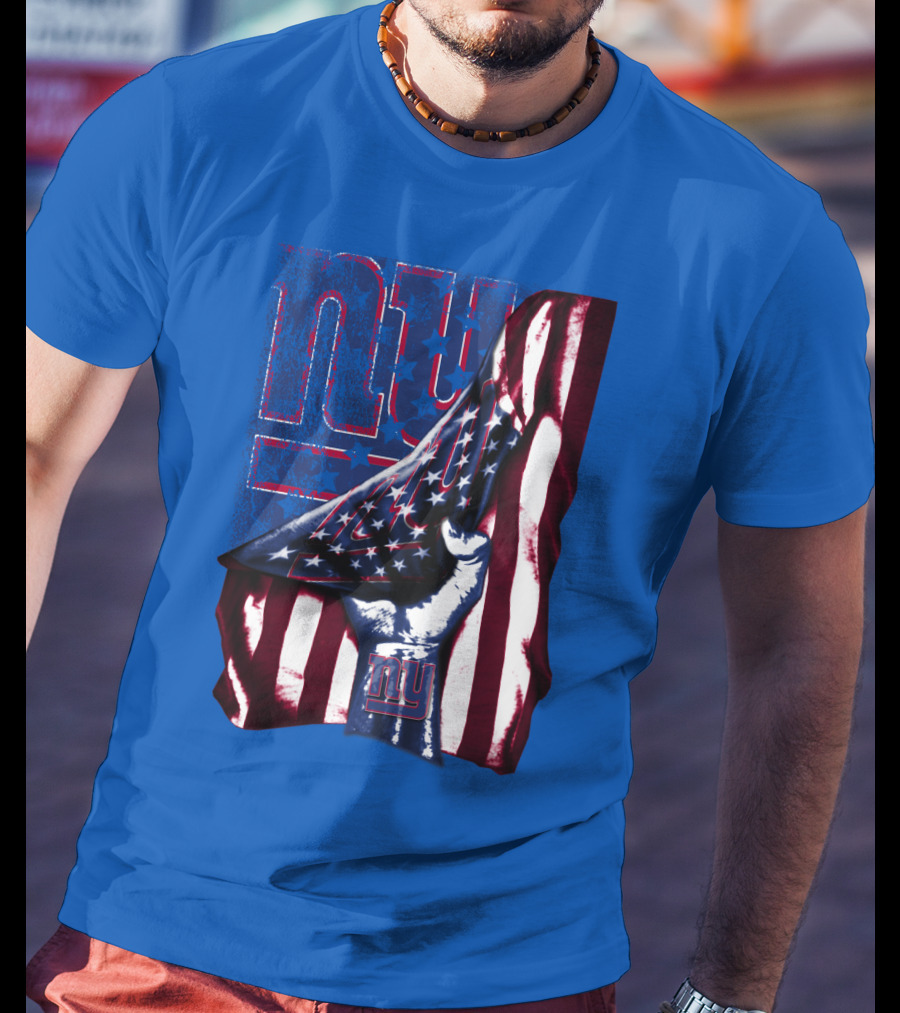 New York Giants American Flag Fist T-Shirt