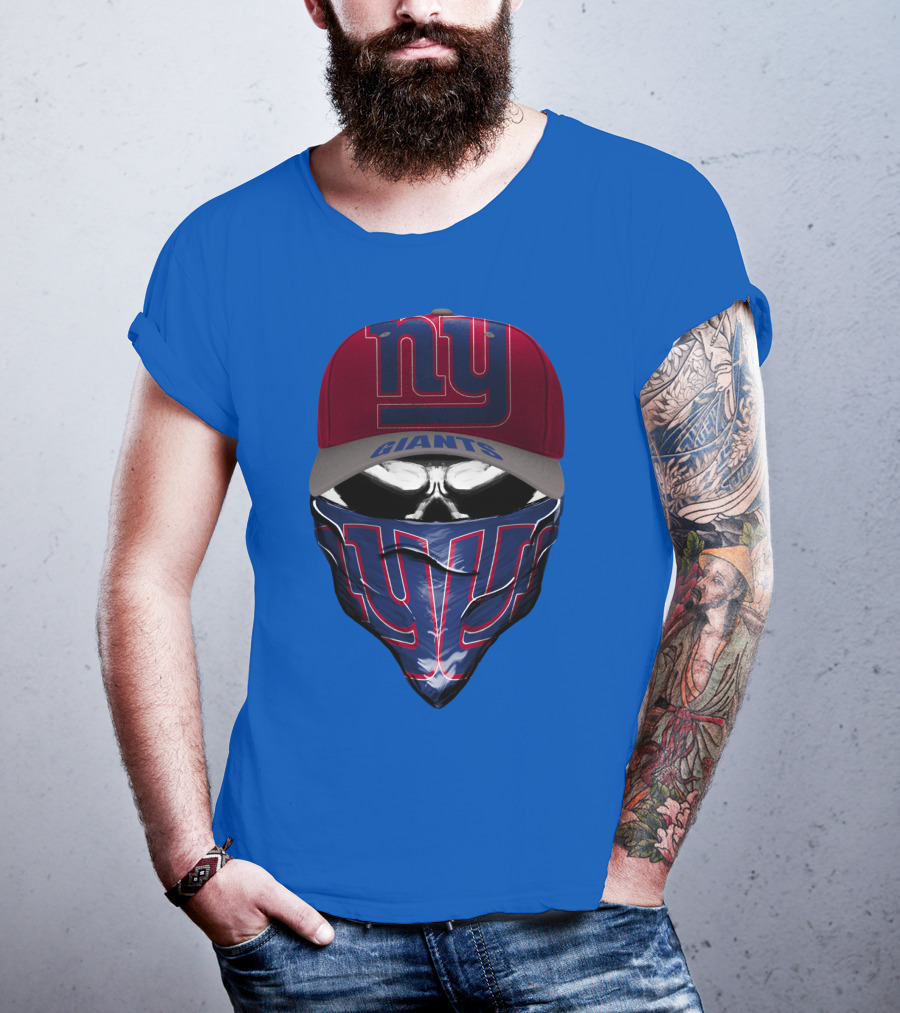 Ny Giants Cap And Bandana Design With Team T-Shirt