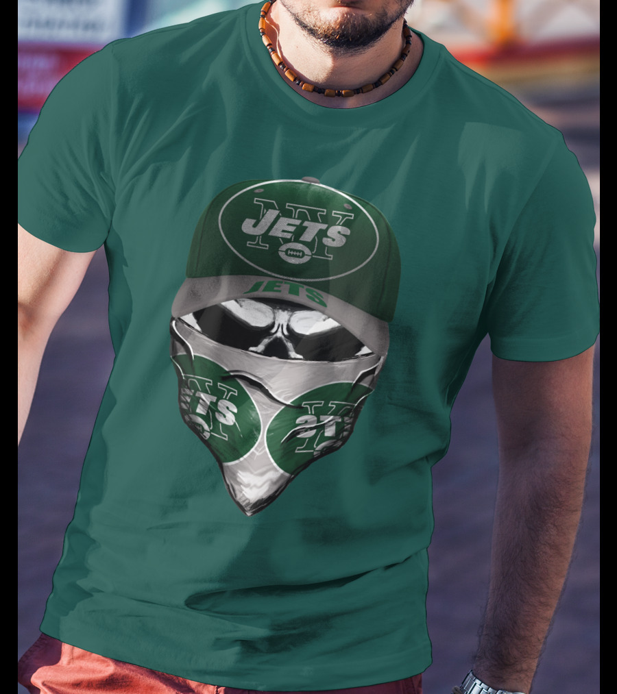 New York Jets Football Fan Mask And Cap Set T-Shirt
