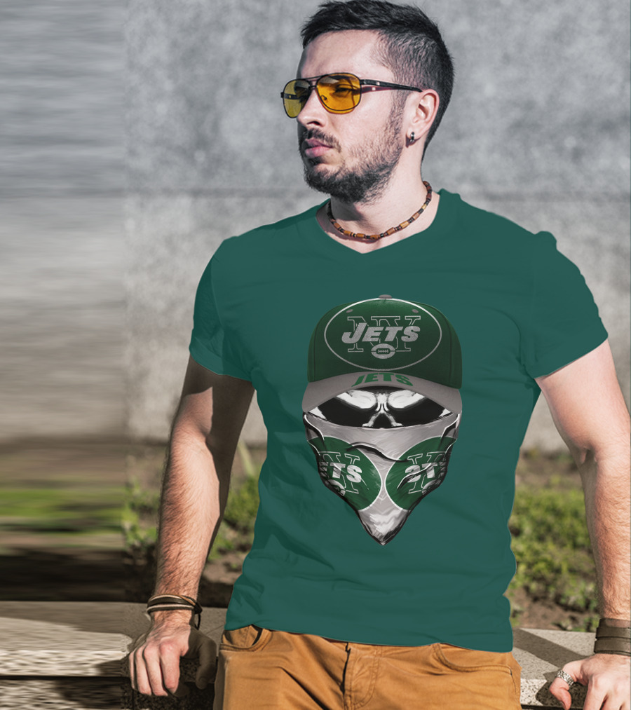 New York Jets Football Fan Mask And Cap Set T-Shirt