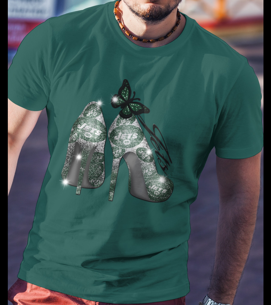 Jets Football High Heels With Butterfly T-Shirt