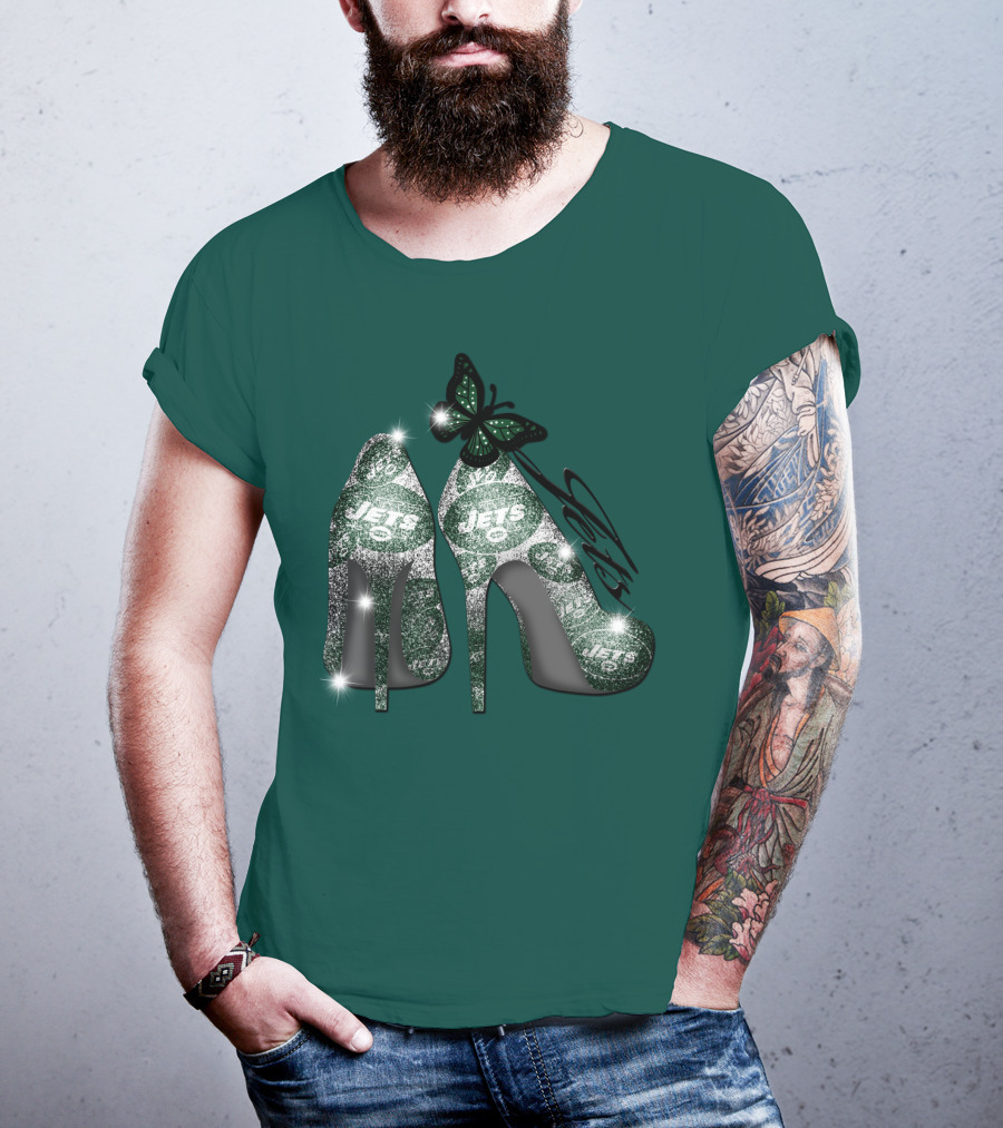 Jets Football High Heels With Butterfly T-Shirt