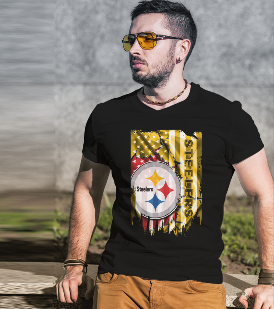 Pittsburgh Steelers Team Colors And Iconic Logomania T-Shirt