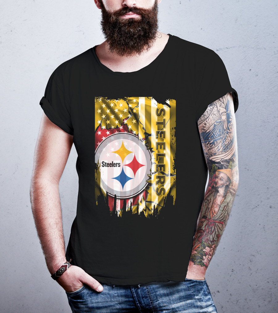Pittsburgh Steelers Team Colors And Iconic Logomania T-Shirt