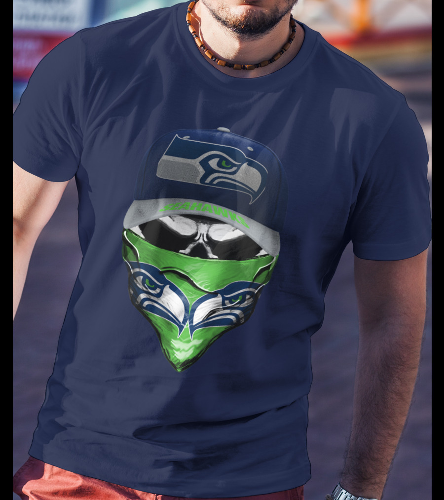 Seattle Seahawks Logo Hat And Bandana T-Shirt