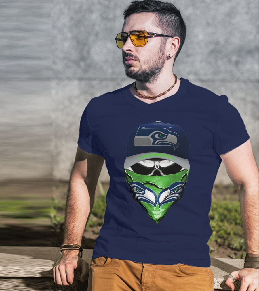 Seattle Seahawks Logo Hat And Bandana T-Shirt