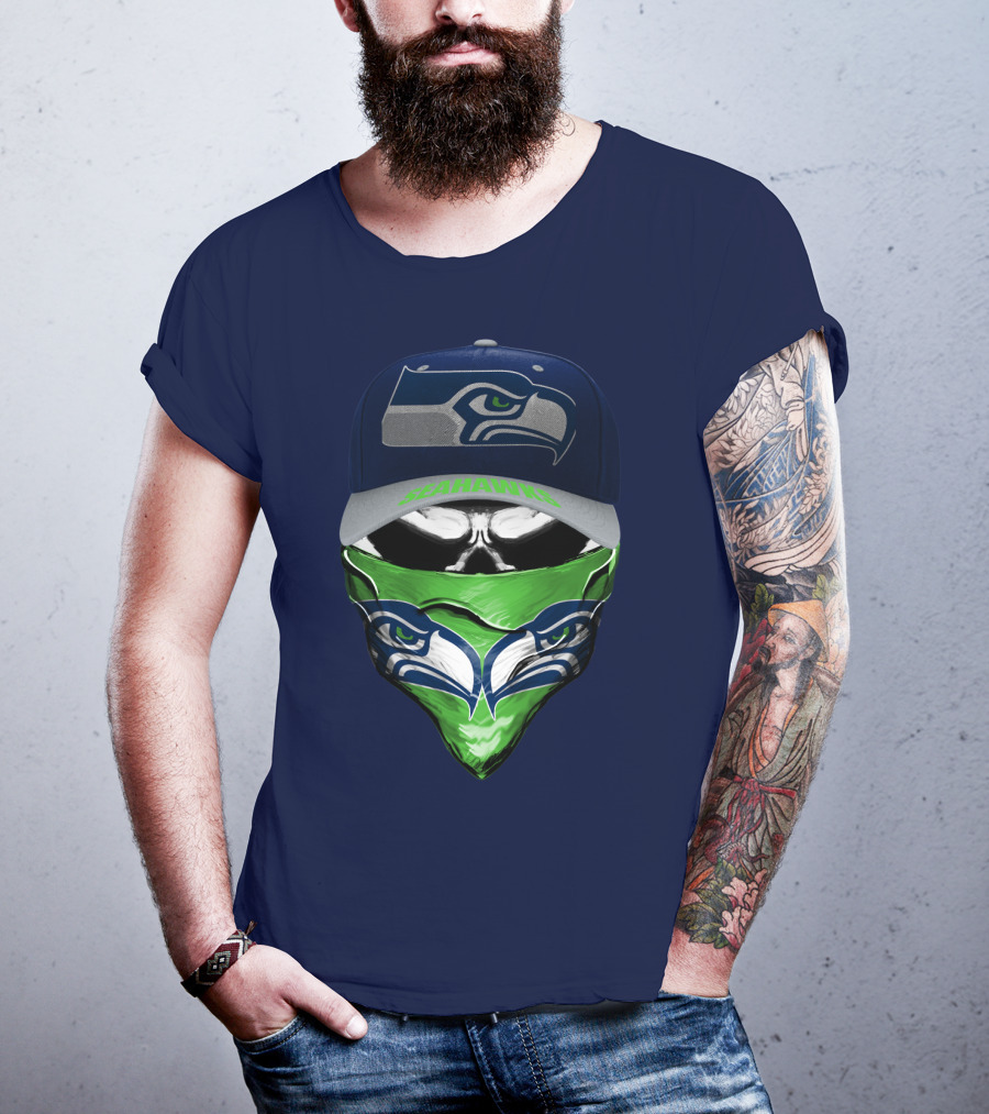 Seattle Seahawks Logo Hat And Bandana T-Shirt