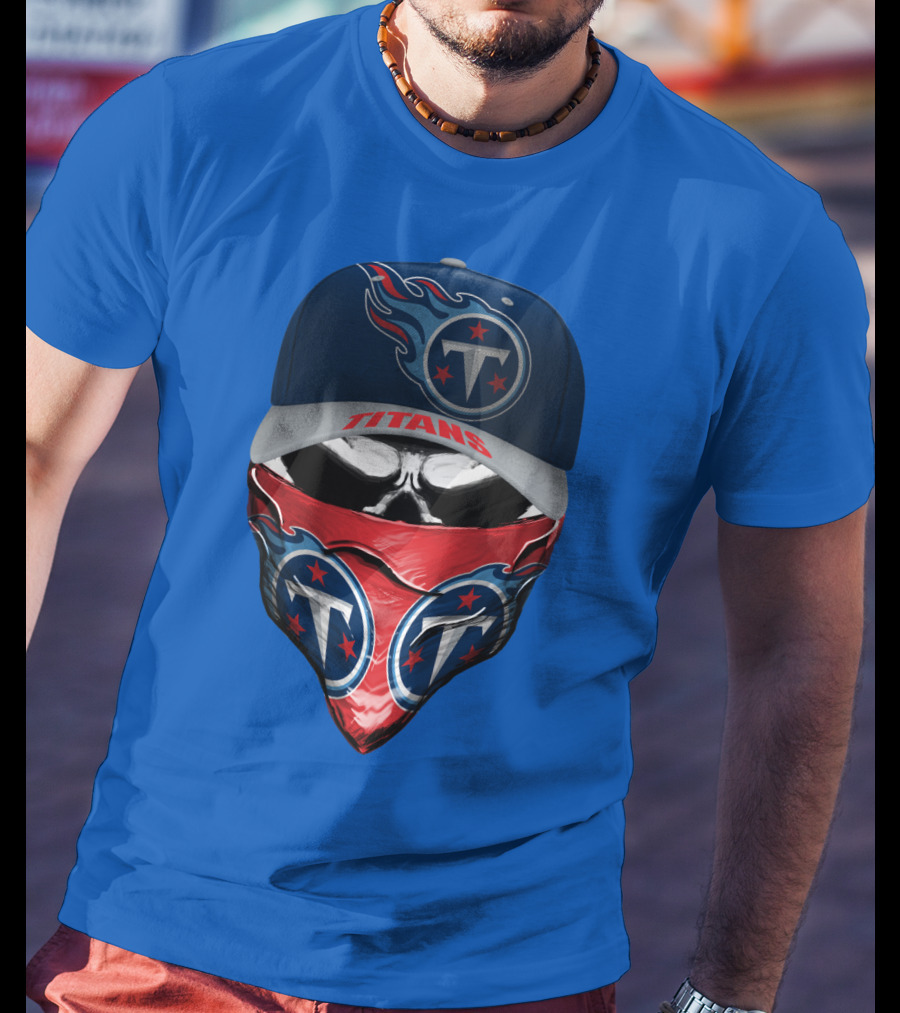 Tennessee Titans Logo Bandana And Cap Combination T-Shirt