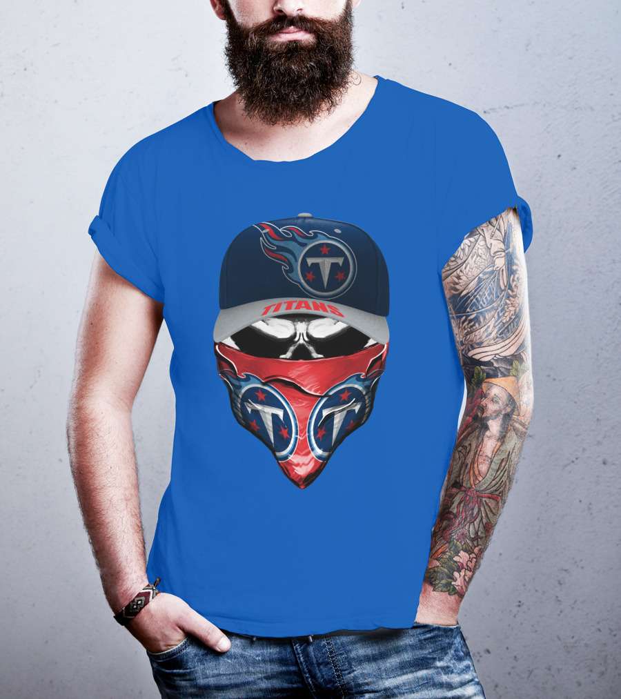 Tennessee Titans Logo Bandana And Cap Combination T-Shirt