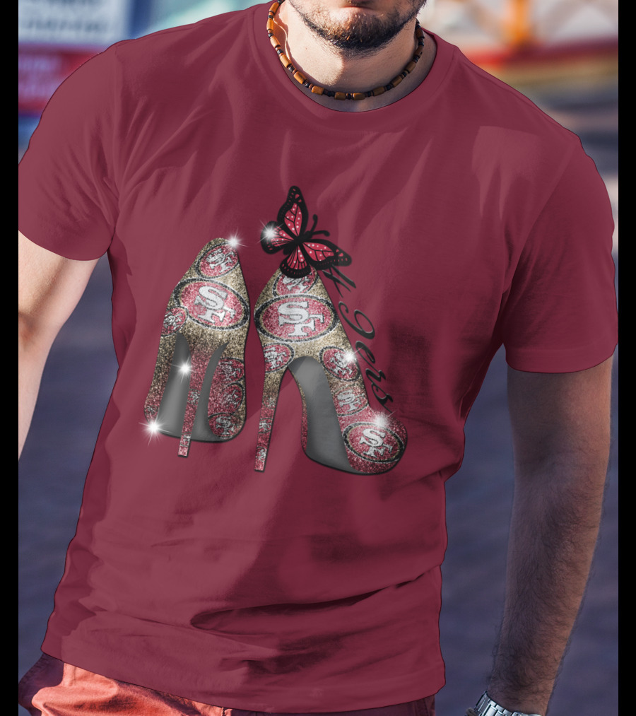 San Francisco 49ers High Heels Butterfly Sparkle T-Shirt