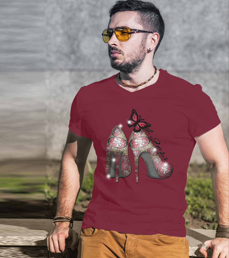 San Francisco 49ers High Heels Butterfly Sparkle T-Shirt