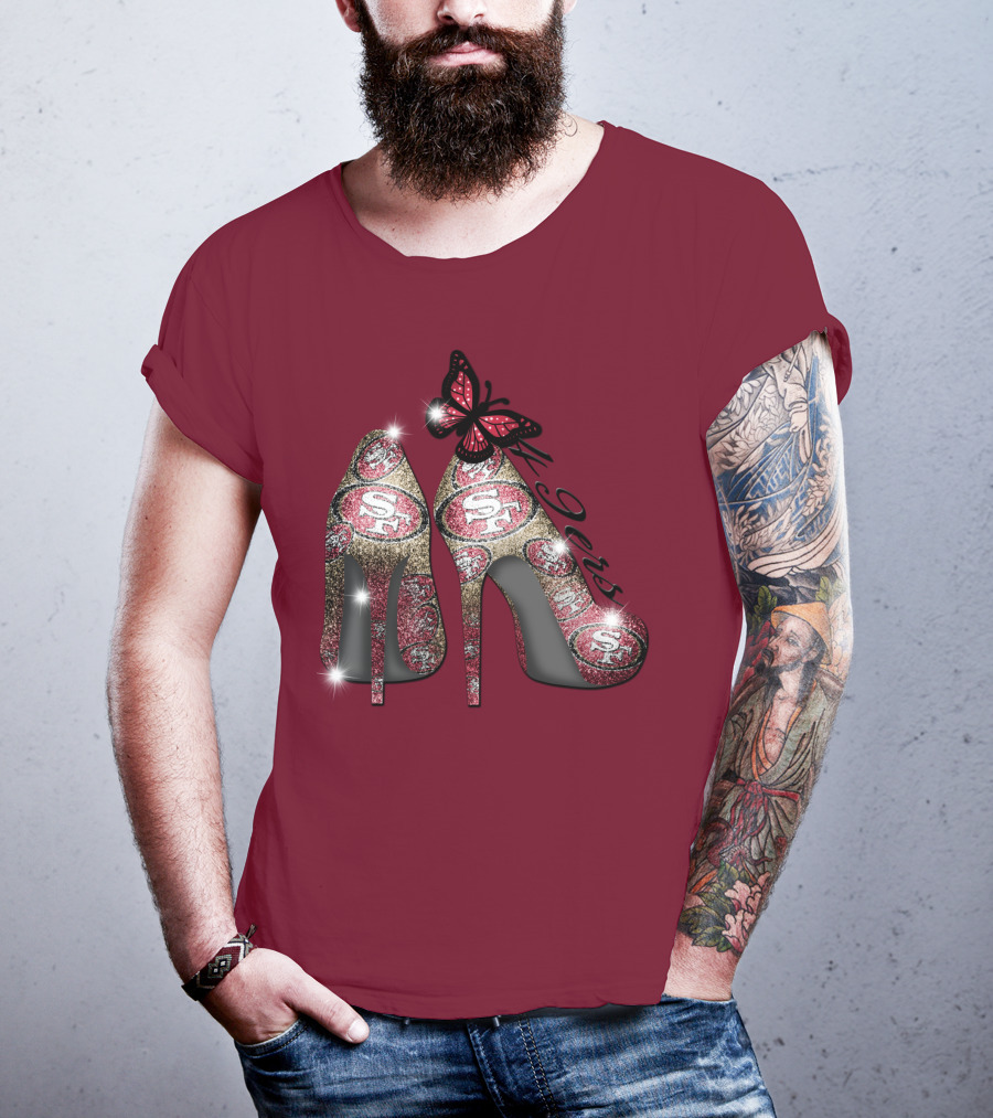San Francisco 49ers High Heels Butterfly Sparkle T-Shirt