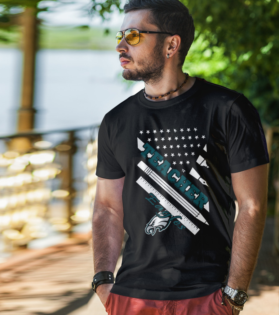 Philadelphia Eagles Teacher Usa Flag T-Shirt