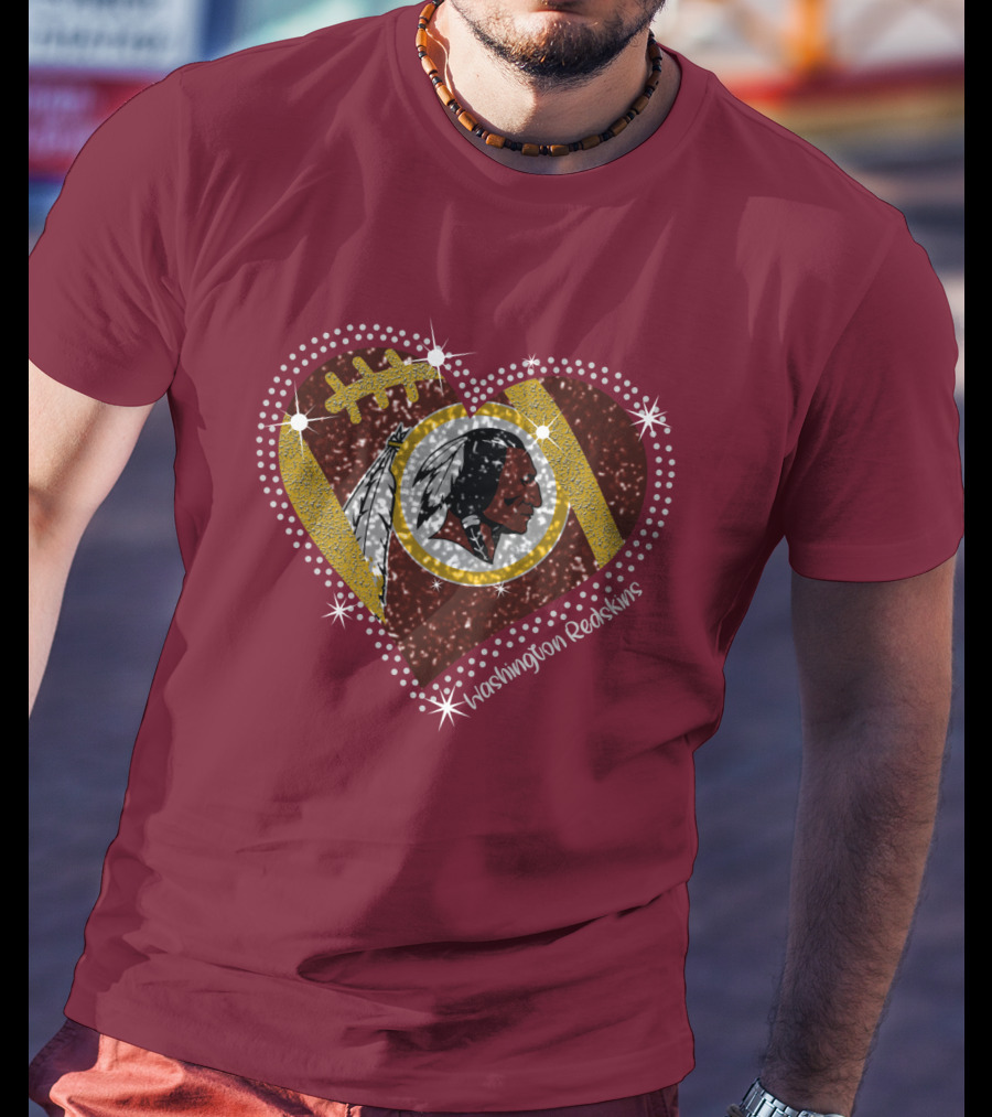 Washington Redskins Heart Football T-Shirt