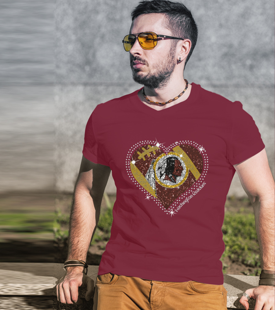 Washington Redskins Heart Football T-Shirt