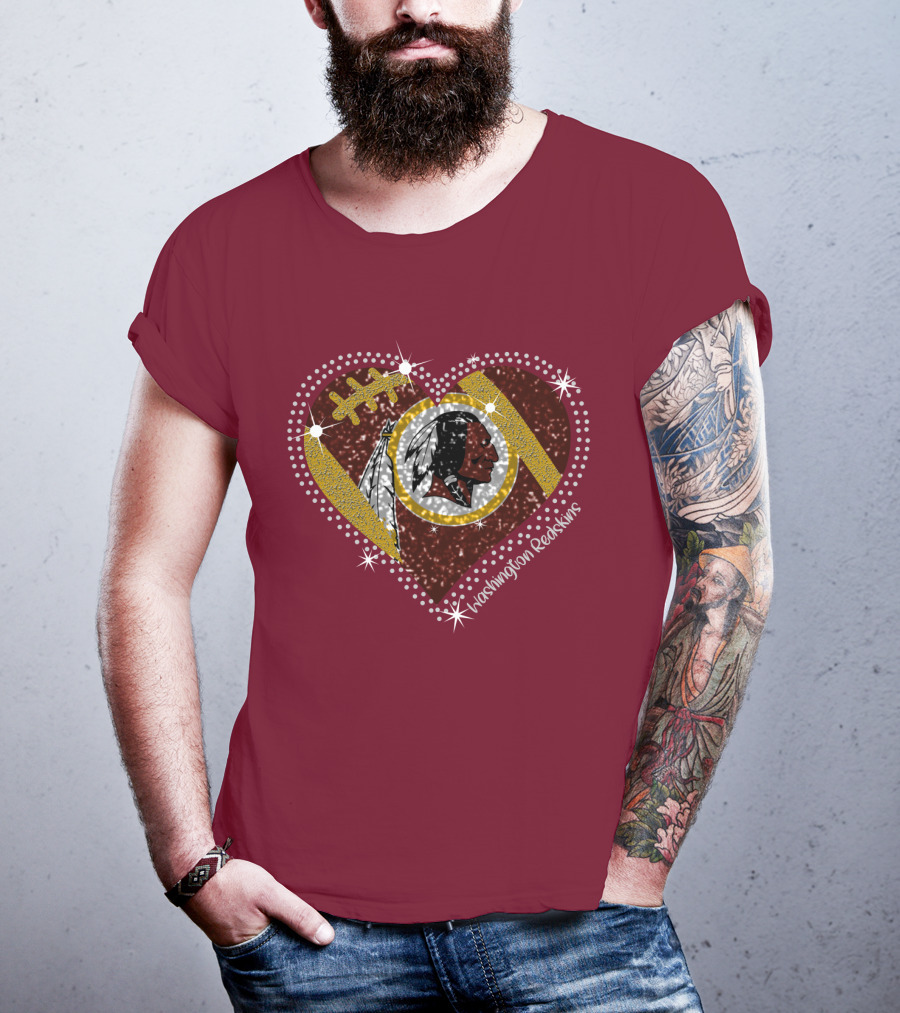 Washington Redskins Heart Football T-Shirt