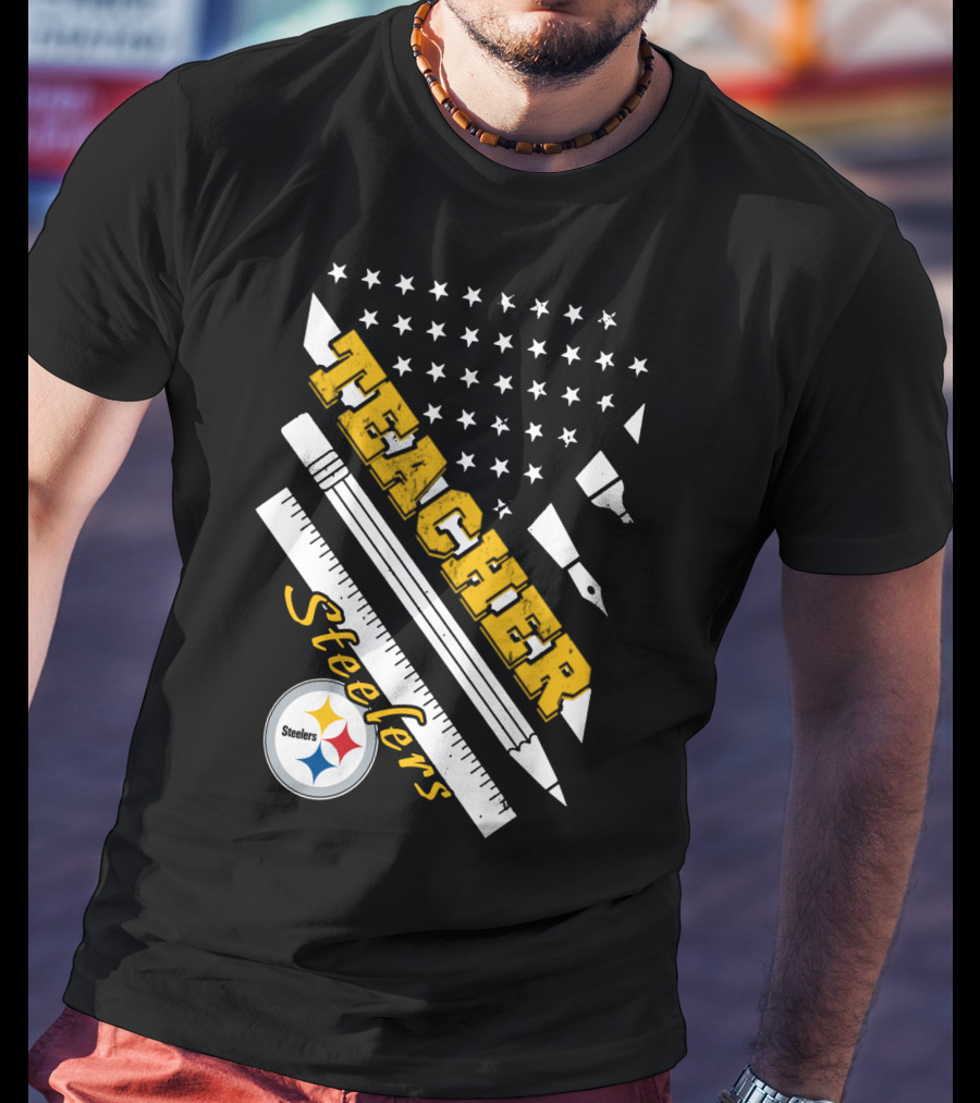 Pittsburgh Steelers Teacher Stars And Supplies T-Shirt
