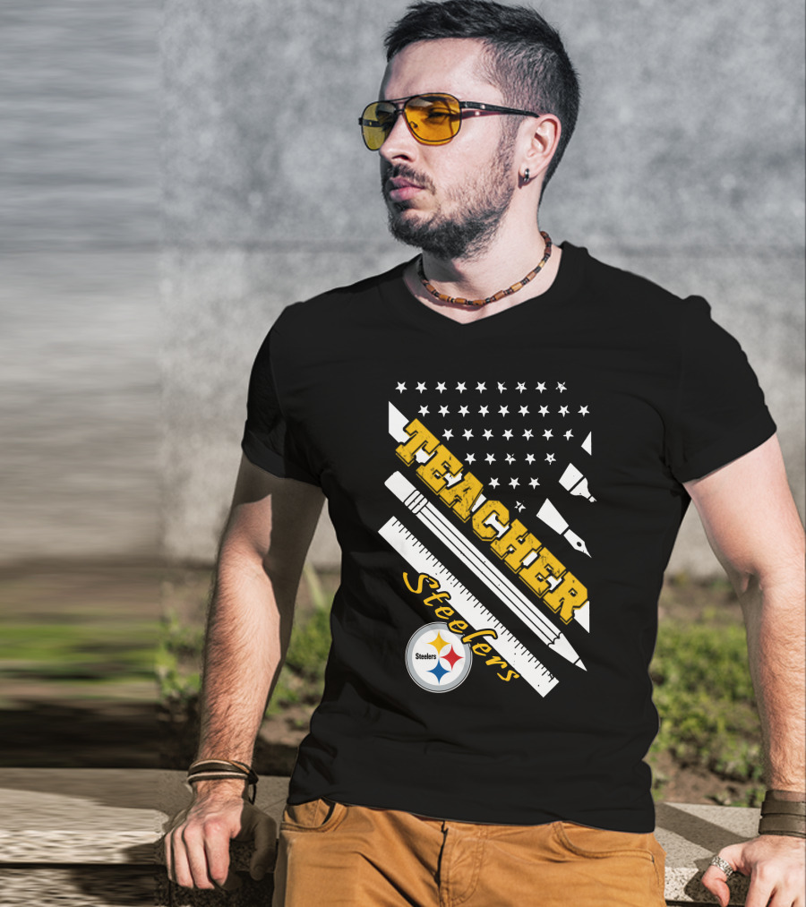 Pittsburgh Steelers Teacher Stars And Supplies T-Shirt
