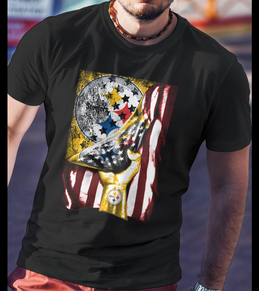 Pittsburgh Steelers American Flag Trophy T-Shirt