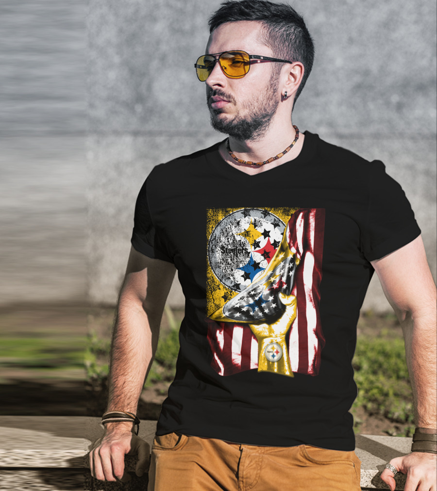 Pittsburgh Steelers American Flag Trophy T-Shirt
