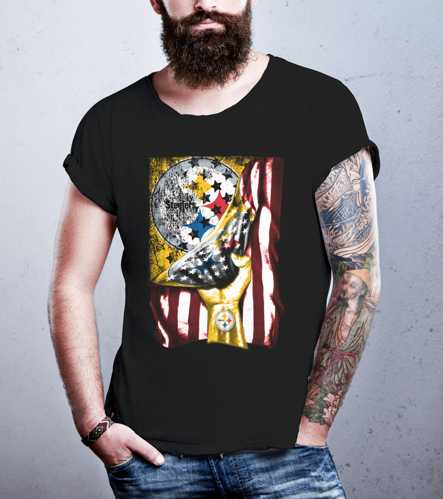 Pittsburgh Steelers American Flag Trophy T-Shirt