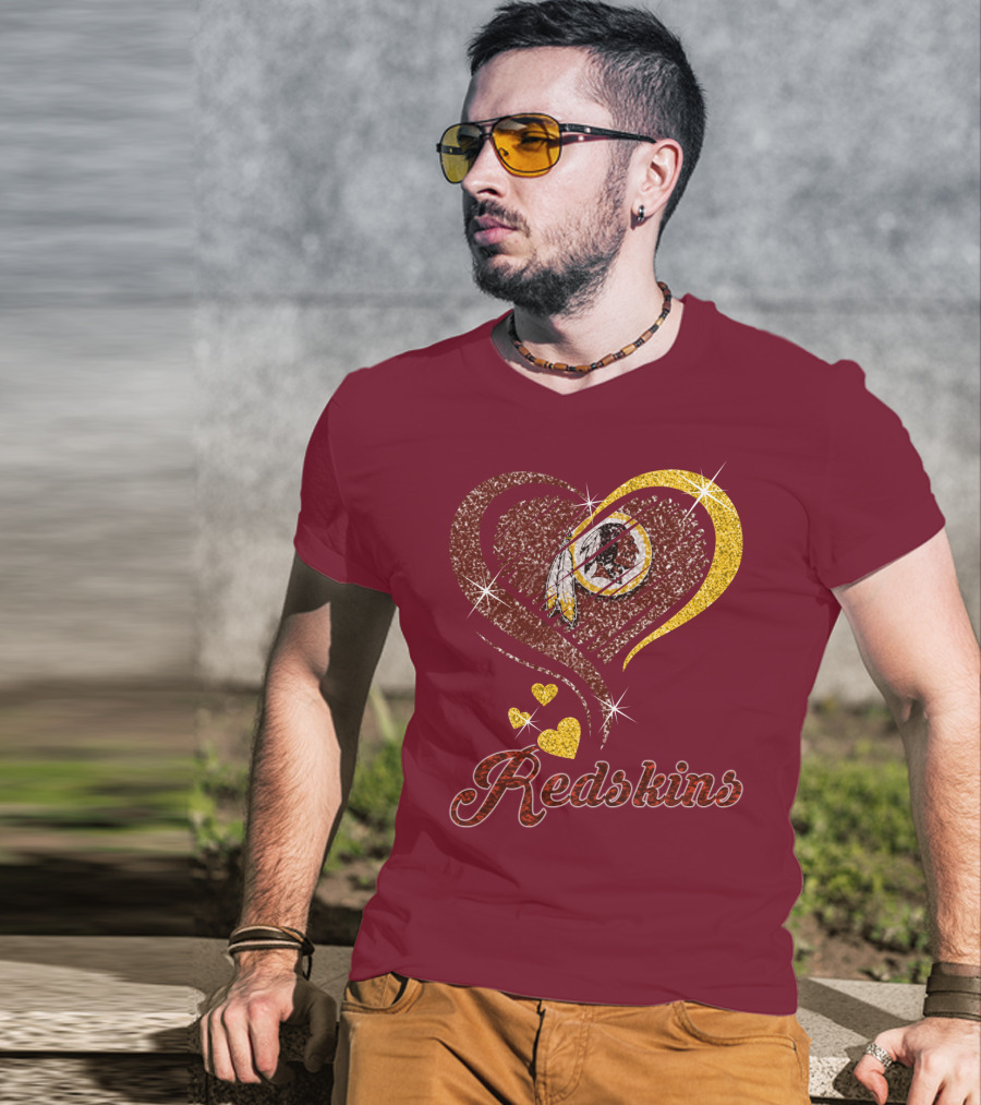Redskins Heart Gold Football Team T-Shirt