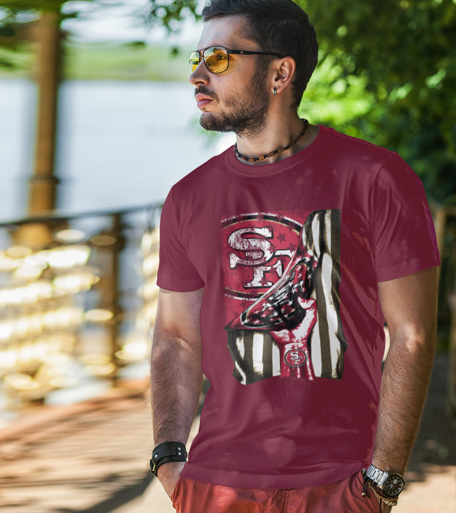 San Francisco 49ers Sf Hand Flag Stars Stripes T-Shirt