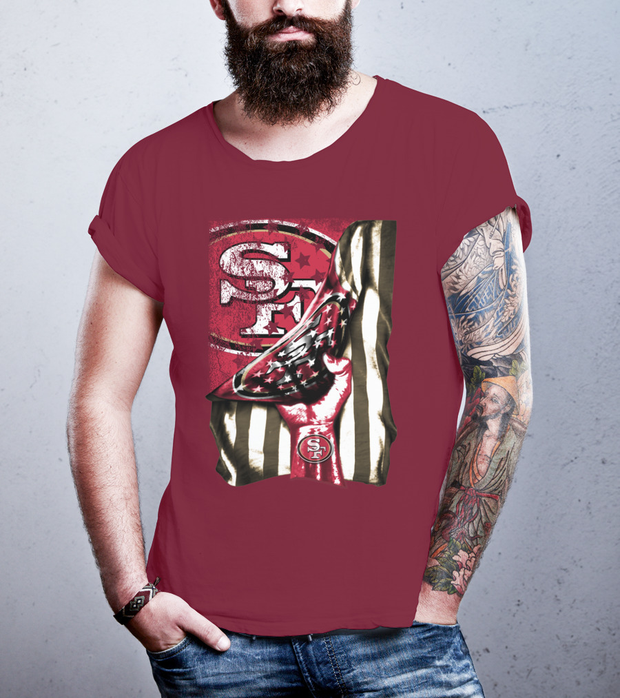 San Francisco 49ers Sf Hand Flag Stars Stripes T-Shirt