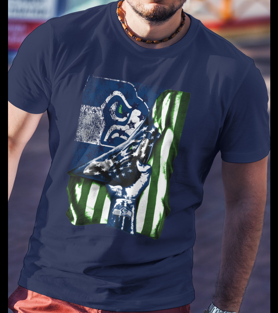 Seattle Seahawks American Flag Fist T-Shirt