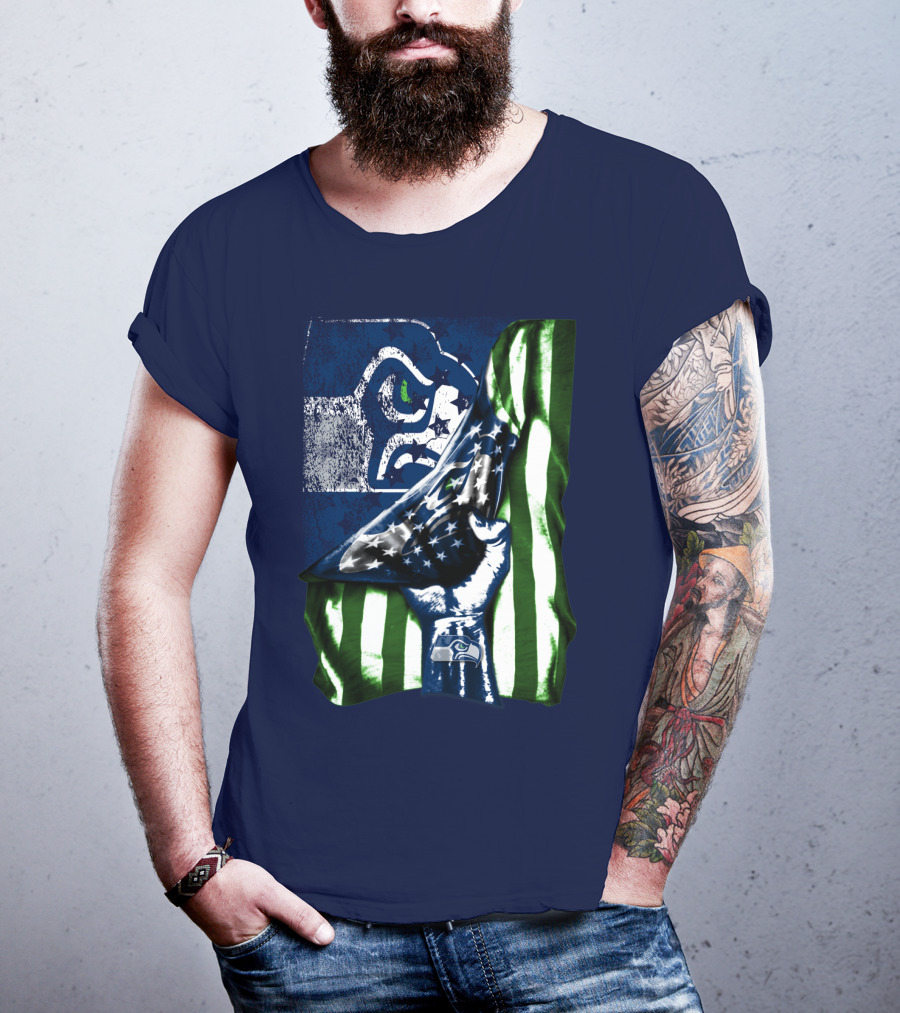 Seattle Seahawks American Flag Fist T-Shirt