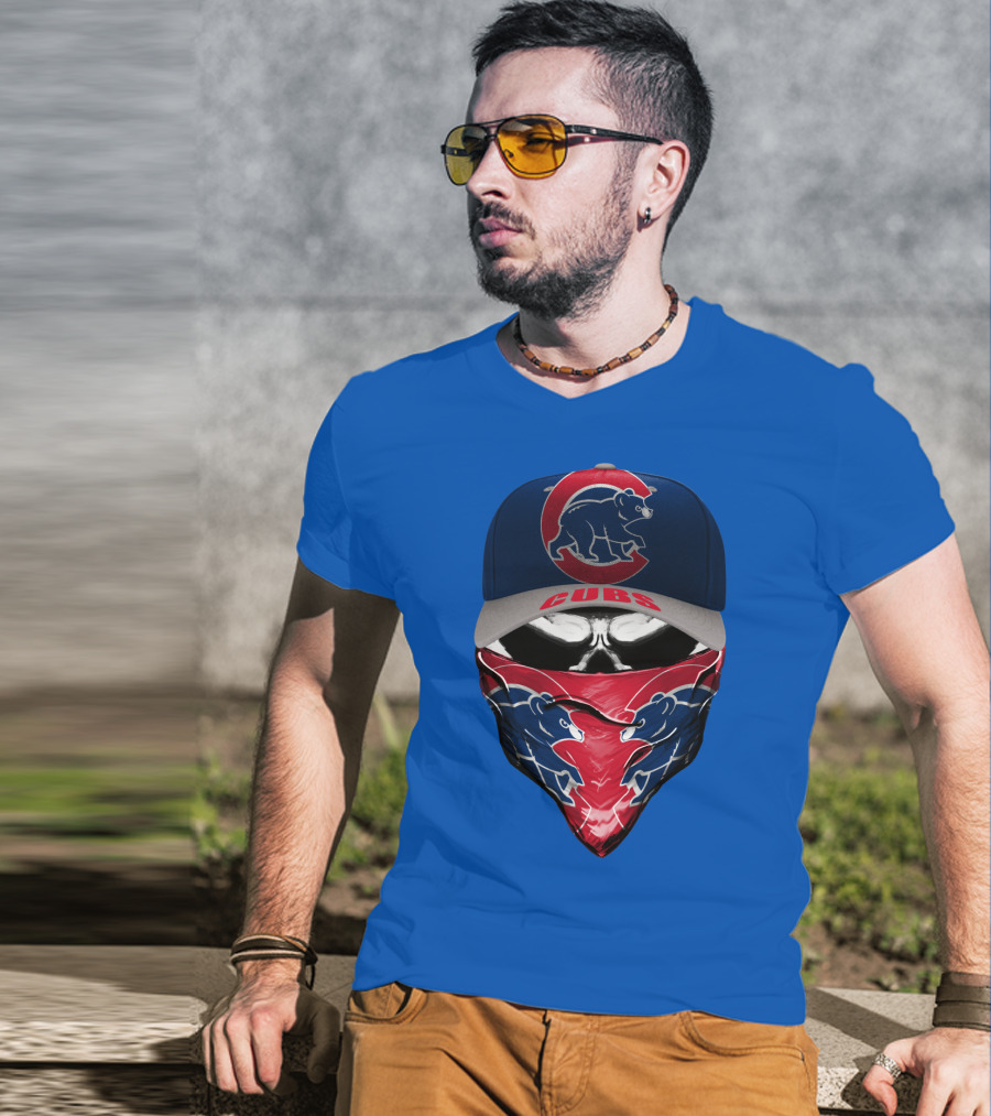 Chicago Cubs Bear Logo Cap And Bandana Combo T-Shirt
