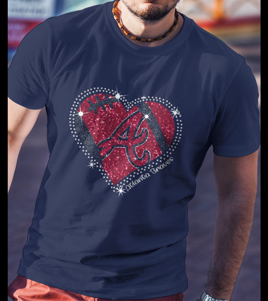 Atlanta Braves Heart With Sparkling Baseball T-Shirt
