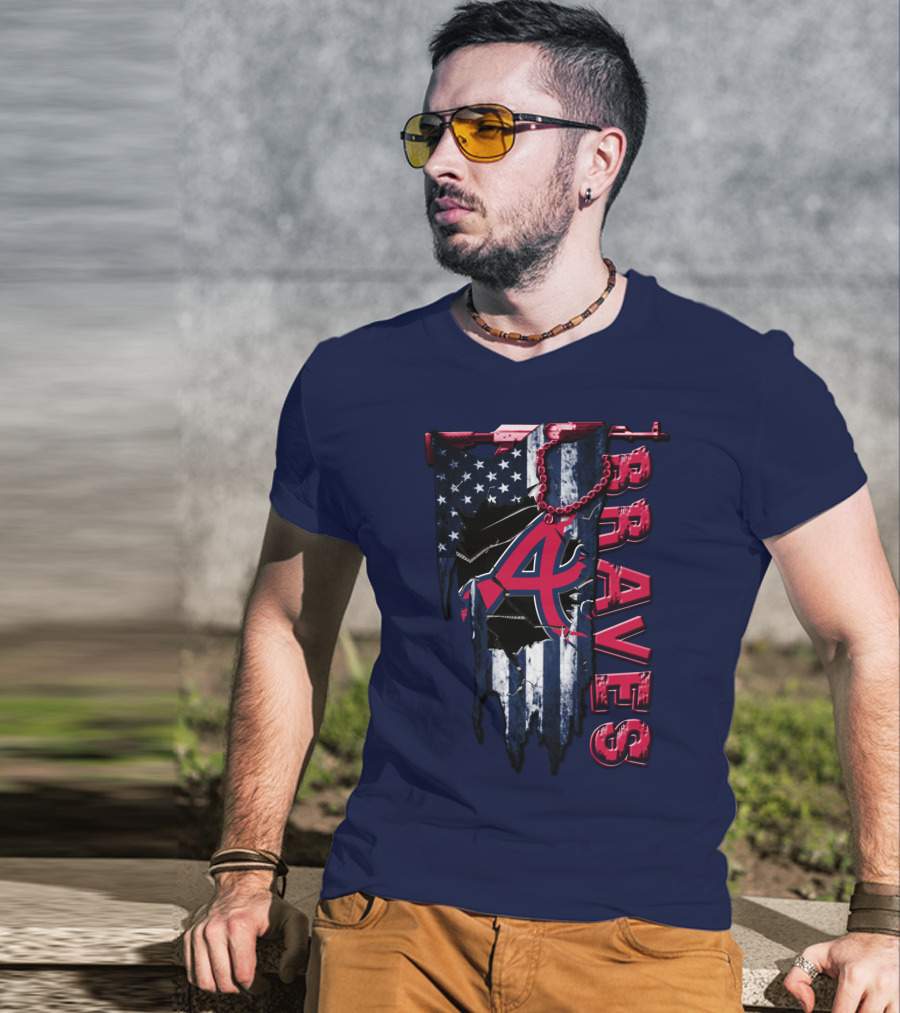 Atlanta Braves Patriotic Logo American Flag T-Shirt