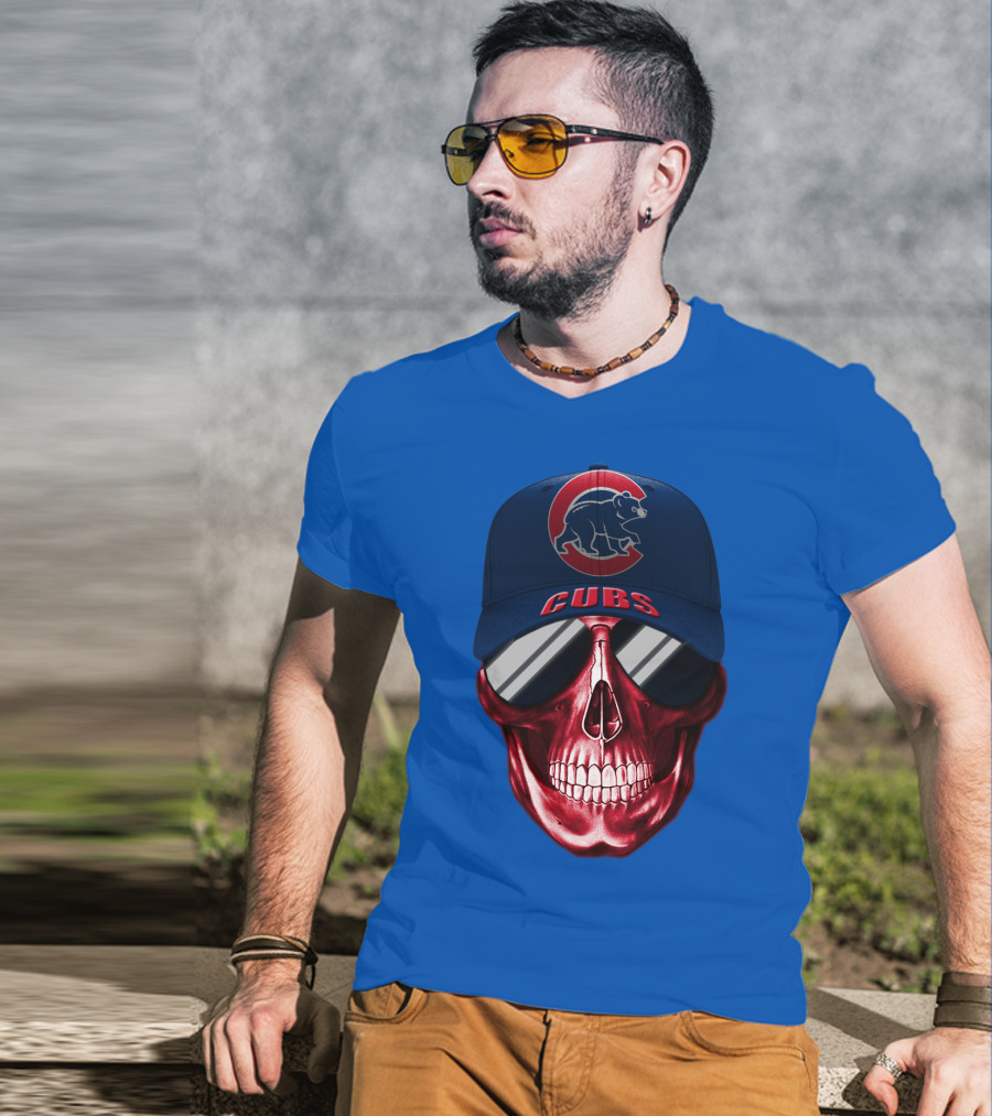 Chicago Cubs Skull Cap T-Shirt