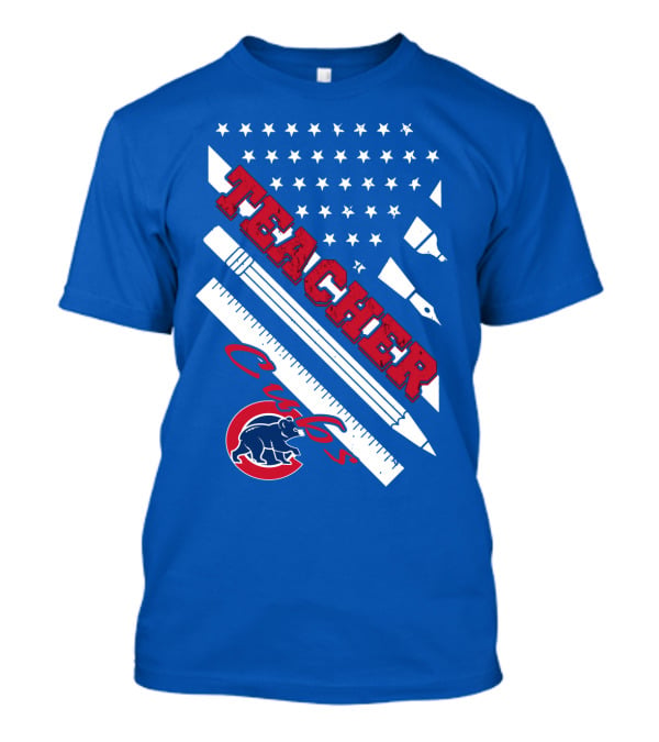 Teacher Cubs American Flag Baseball T-Shirt