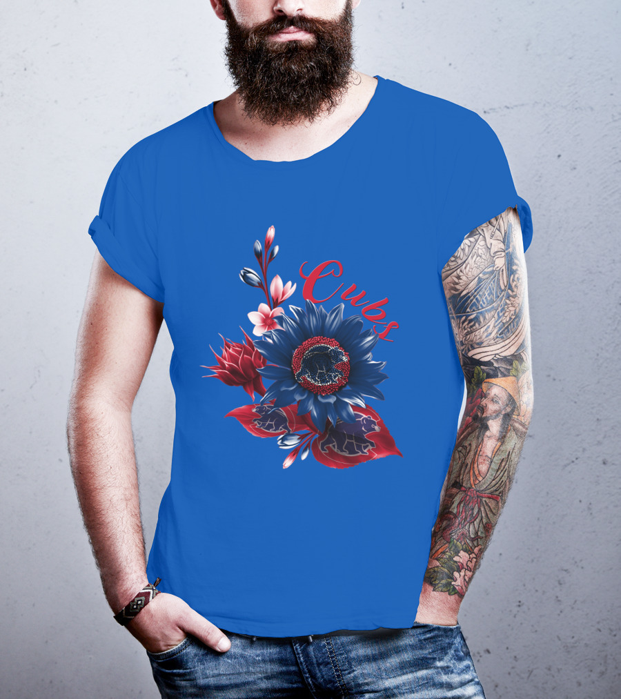 Cubs Blue And Red Floral T-Shirt