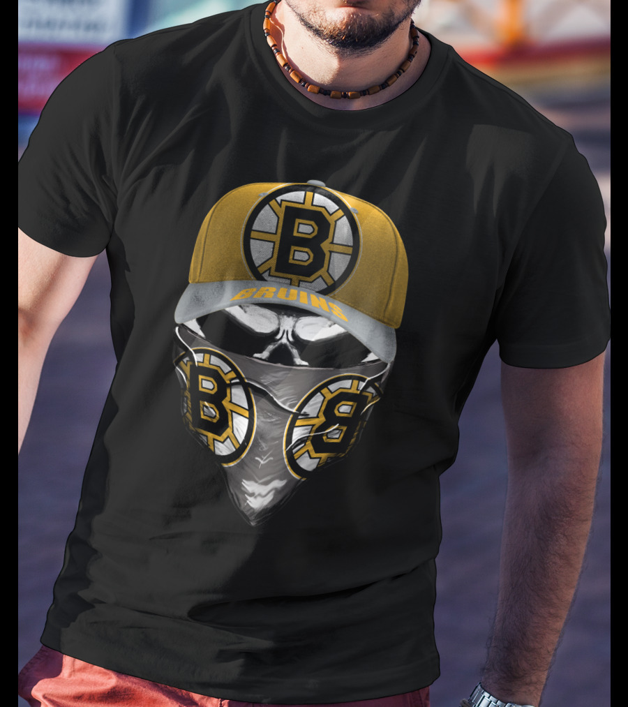 Boston Bruins Hat And Bandana Set With Iconic B T-Shirt