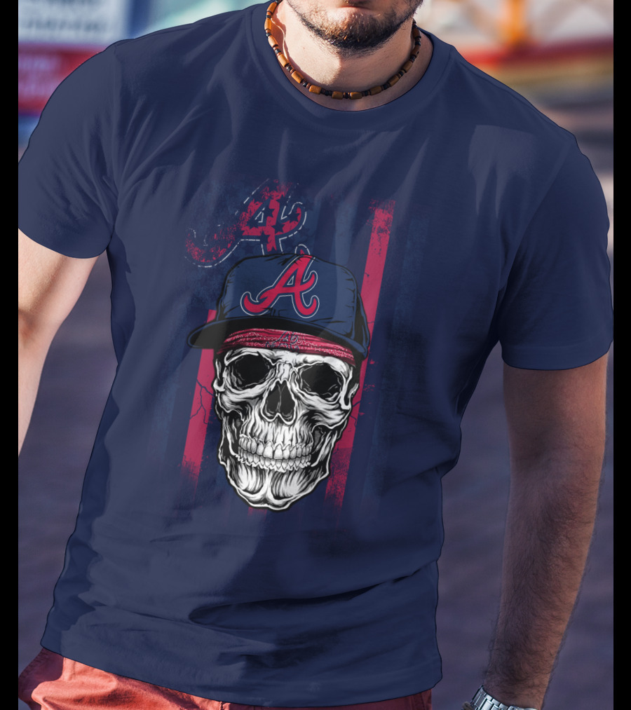 Atlanta Braves Skull With Cap And Team T-Shirt
