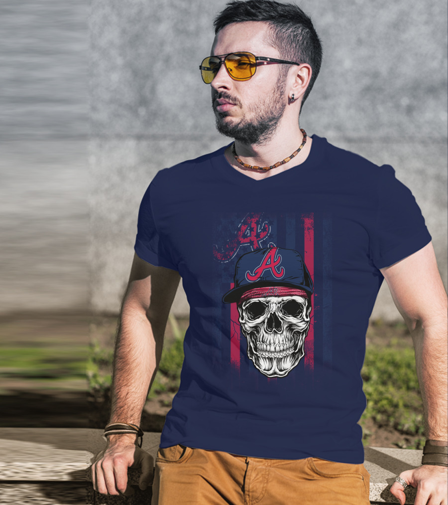 Atlanta Braves Skull With Cap And Team T-Shirt